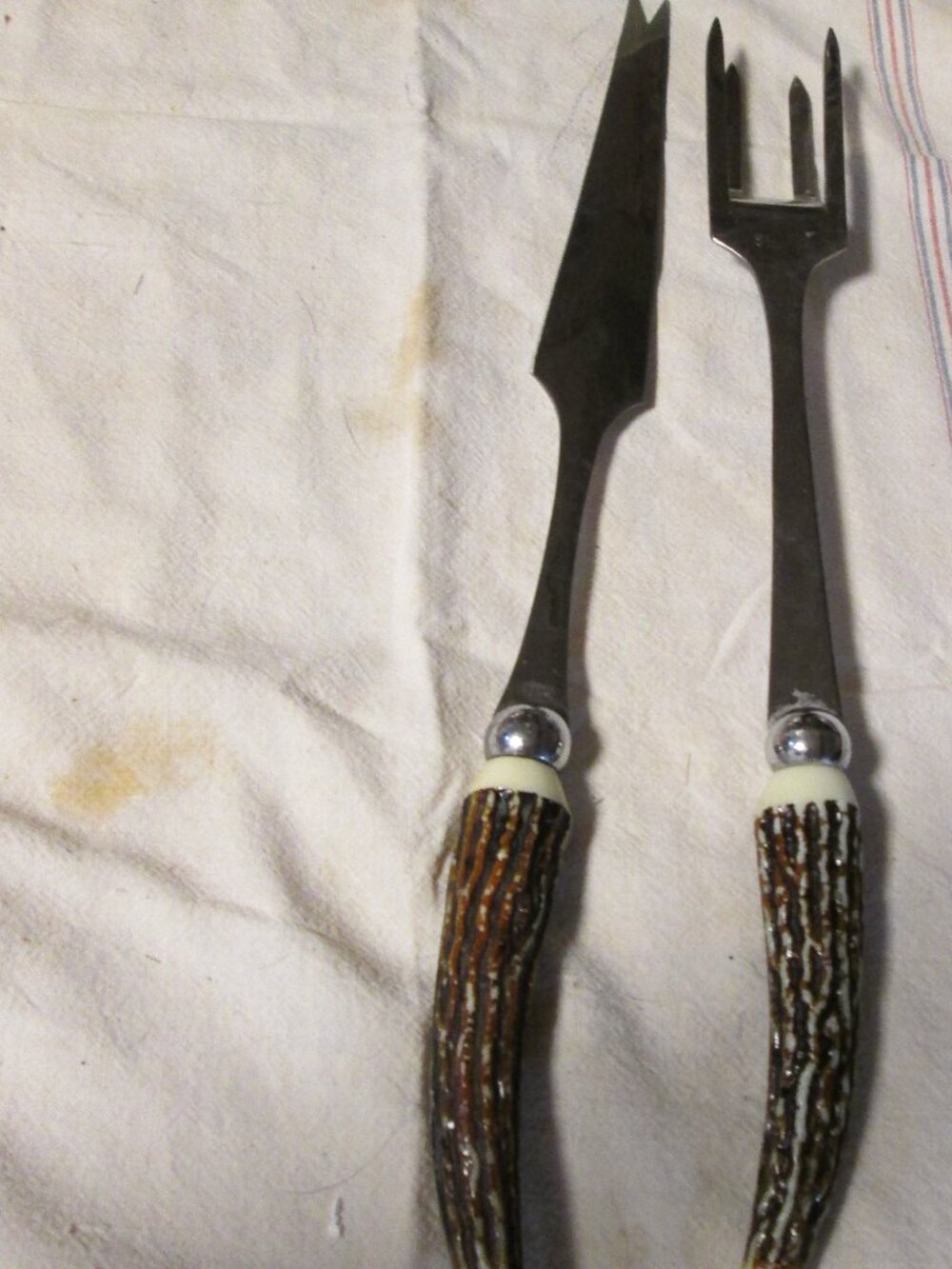 2 pc vtg Crown of Italy carving set fork and carving knife stainless japan
